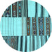 Round Patchwork Light Blue Transitional Rug, con2709lblu