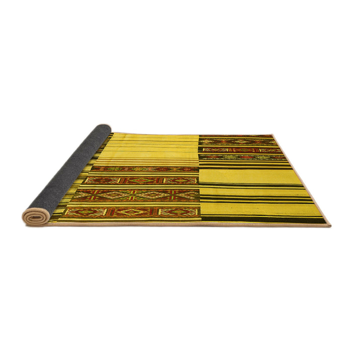 Sideview of Patchwork Yellow Transitional Rug, con2709yw