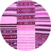 Round Patchwork Pink Transitional Rug, con2709pnk