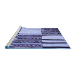 Sideview of Machine Washable Patchwork Blue Transitional Rug, wshcon2709blu