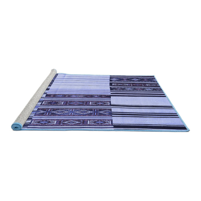 Sideview of Machine Washable Patchwork Blue Transitional Rug, wshcon2709blu