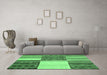 Machine Washable Patchwork Emerald Green Transitional Area Rugs in a Living Room,, wshcon2709emgrn