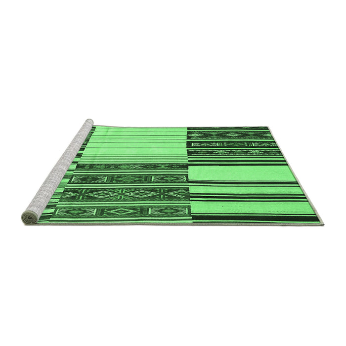 Sideview of Machine Washable Patchwork Emerald Green Transitional Area Rugs, wshcon2709emgrn