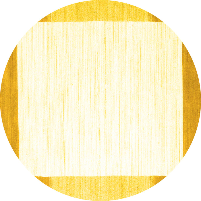 Round Machine Washable Solid Yellow Modern Rug, wshcon270yw