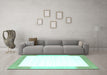 Machine Washable Solid Turquoise Modern Area Rugs in a Living Room,, wshcon270turq