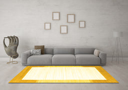 Machine Washable Solid Yellow Modern Rug in a Living Room, wshcon270yw