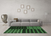 Machine Washable Patchwork Emerald Green Transitional Rug, wshcon2710emgrn