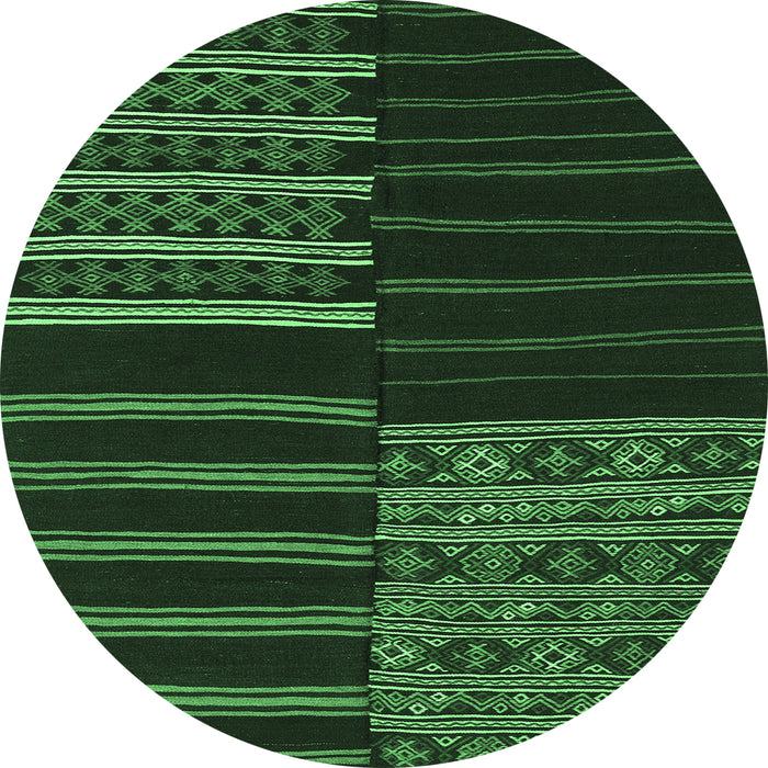 Round Machine Washable Patchwork Emerald Green Transitional Area Rugs, wshcon2710emgrn