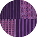 Round Machine Washable Patchwork Purple Transitional Area Rugs, wshcon2710pur