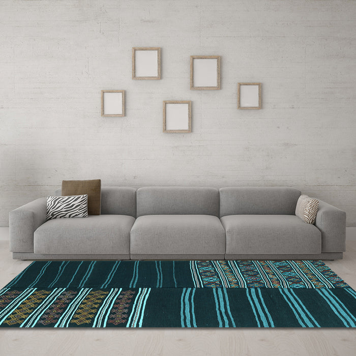 Machine Washable Patchwork Light Blue Transitional Rug in a Living Room, wshcon2710lblu