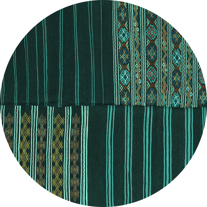 Round Machine Washable Patchwork Turquoise Transitional Area Rugs, wshcon2710turq