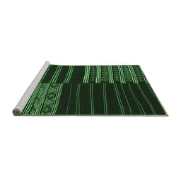 Sideview of Machine Washable Patchwork Emerald Green Transitional Area Rugs, wshcon2710emgrn