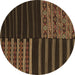 Round Patchwork Brown Transitional Rug, con2710brn