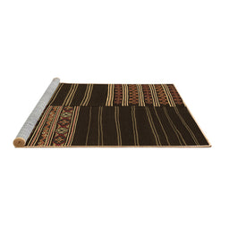 Sideview of Machine Washable Patchwork Brown Transitional Rug, wshcon2710brn