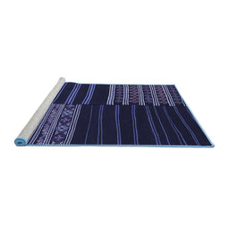 Sideview of Machine Washable Patchwork Blue Transitional Rug, wshcon2710blu