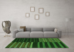 Machine Washable Patchwork Green Transitional Area Rugs in a Living Room,, wshcon2710grn