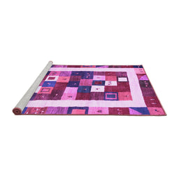 Sideview of Machine Washable Abstract Purple Contemporary Area Rugs, wshcon2711pur