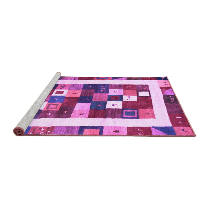 Sideview of Machine Washable Abstract Purple Contemporary Area Rugs, wshcon2711pur