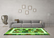 Machine Washable Abstract Green Contemporary Area Rugs in a Living Room,, wshcon2711grn