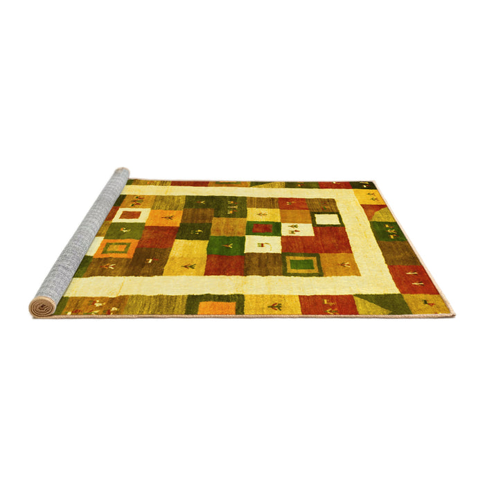 Sideview of Machine Washable Abstract Yellow Contemporary Rug, wshcon2711yw