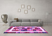 Machine Washable Abstract Purple Contemporary Area Rugs in a Living Room, wshcon2711pur