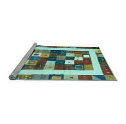 Sideview of Machine Washable Abstract Light Blue Contemporary Rug, wshcon2711lblu