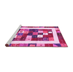 Sideview of Machine Washable Abstract Pink Contemporary Rug, wshcon2711pnk