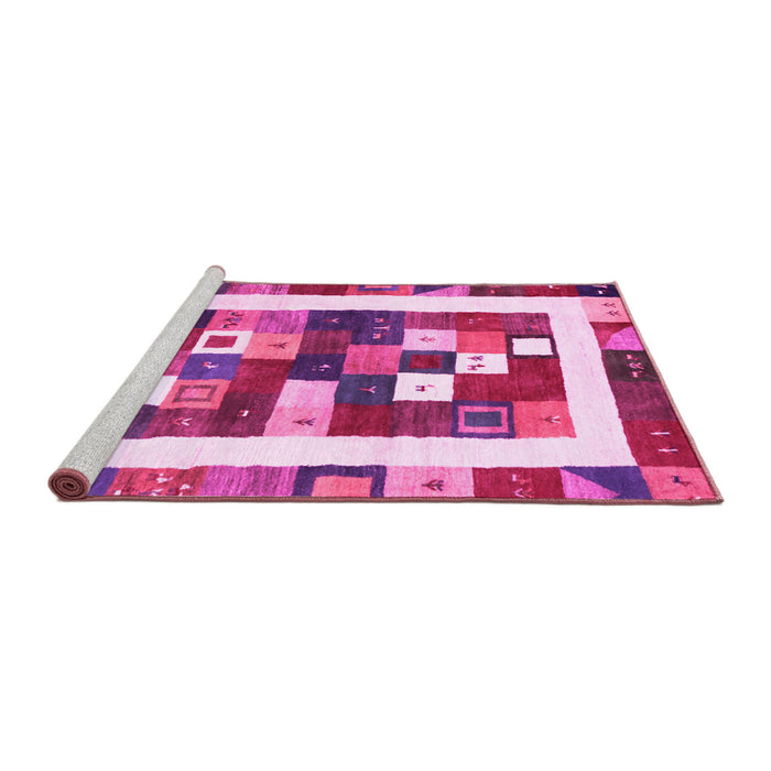 Sideview of Machine Washable Abstract Pink Contemporary Rug, wshcon2711pnk