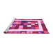 Sideview of Machine Washable Abstract Pink Contemporary Rug, wshcon2711pnk