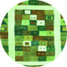 Square Abstract Green Contemporary Rug, con2711grn