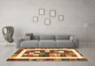 Machine Washable Abstract Brown Contemporary Rug in a Living Room,, wshcon2711brn