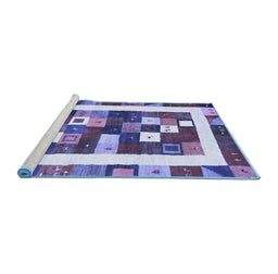 Sideview of Machine Washable Abstract Blue Contemporary Rug, wshcon2711blu