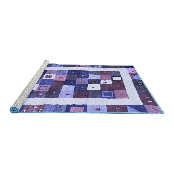 Sideview of Machine Washable Abstract Blue Contemporary Rug, wshcon2711blu