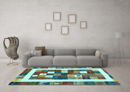 Machine Washable Abstract Light Blue Contemporary Rug in a Living Room, wshcon2711lblu