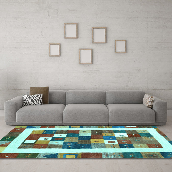 Machine Washable Abstract Light Blue Contemporary Rug in a Living Room, wshcon2711lblu