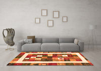 Machine Washable Abstract Orange Contemporary Rug, wshcon2711org