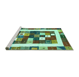 Sideview of Machine Washable Abstract Turquoise Contemporary Area Rugs, wshcon2711turq