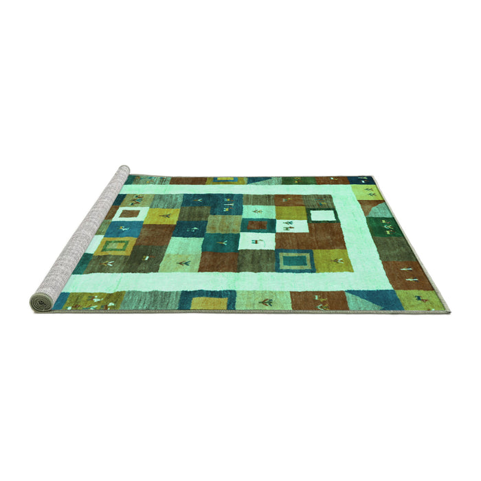 Sideview of Machine Washable Abstract Turquoise Contemporary Area Rugs, wshcon2711turq
