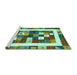 Sideview of Machine Washable Abstract Turquoise Contemporary Area Rugs, wshcon2711turq