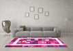 Machine Washable Abstract Pink Contemporary Rug in a Living Room, wshcon2711pnk