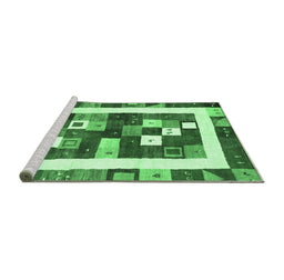 Sideview of Machine Washable Abstract Emerald Green Contemporary Area Rugs, wshcon2711emgrn
