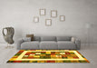 Machine Washable Abstract Yellow Contemporary Rug in a Living Room, wshcon2711yw