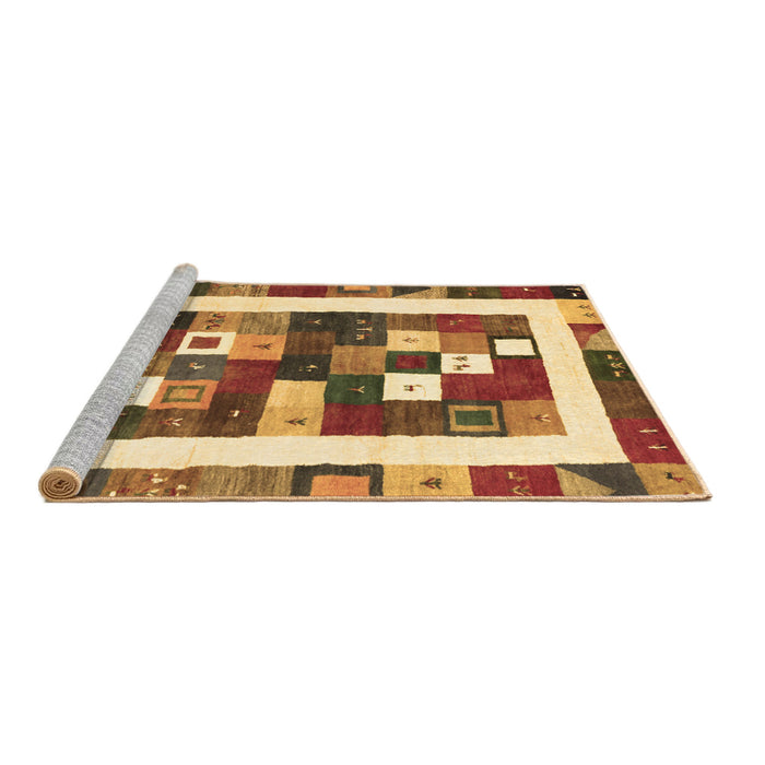 Sideview of Machine Washable Abstract Brown Contemporary Rug, wshcon2711brn