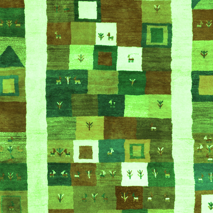 Serging Thickness of Machine Washable Abstract Green Contemporary Area Rugs, wshcon2711grn