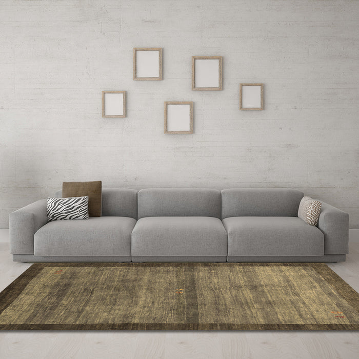 Machine Washable Abstract Brown Contemporary Rug in a Living Room,, wshcon2712brn