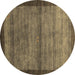 Round Abstract Brown Contemporary Rug, con2712brn