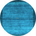 Round Abstract Light Blue Contemporary Rug, con2712lblu