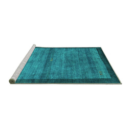 Sideview of Machine Washable Abstract Turquoise Contemporary Area Rugs, wshcon2712turq