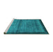 Sideview of Machine Washable Abstract Turquoise Contemporary Area Rugs, wshcon2712turq