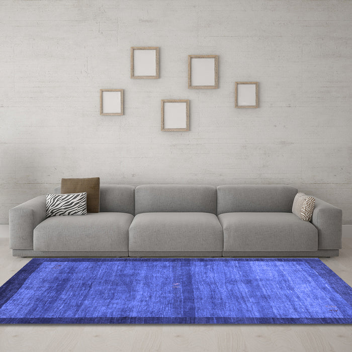 Machine Washable Abstract Blue Contemporary Rug in a Living Room, wshcon2712blu